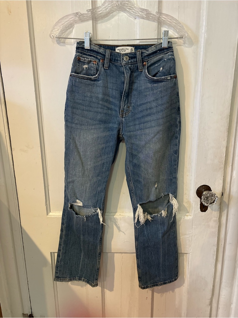 Abercrombie & Fitch Distressed Straight-Leg Blue Jeans